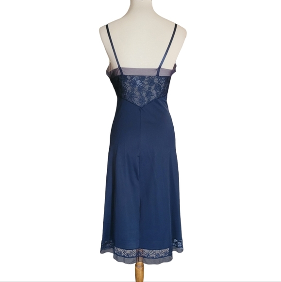 Vintage 60's Rodgers Navy Blue Lace Slip Dress - Picture 5 of 6